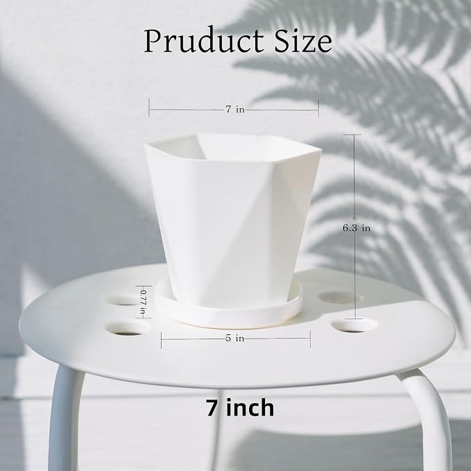 InmeRun Plant Pots Indoor Plastic Flower Pots Outdoor 7 inch Set of 12 Pack - Image 4