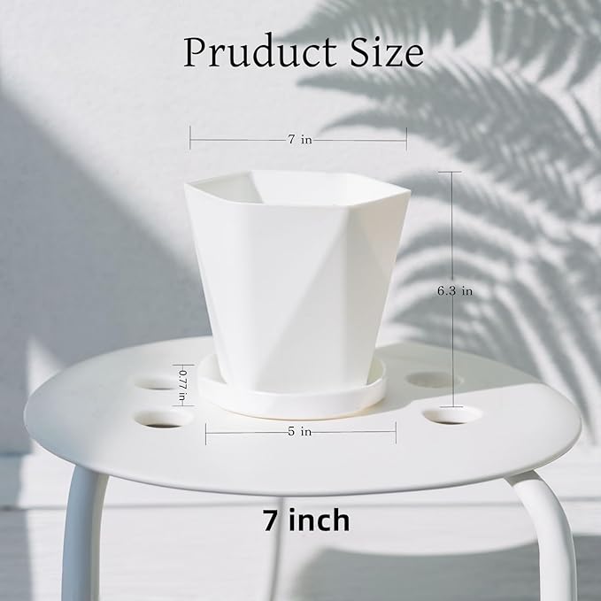 InmeRun Plant Pots Indoor Plastic Flower Pots Outdoor 7 inch Set of 6 Pack - Image 4