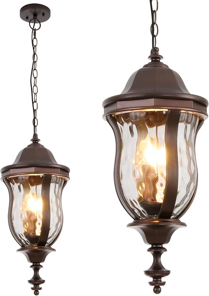 Large Outdoor Pendant Light Fixtures, 23.6'' Exterior Hanging Lantern Porch by SmeikeLighting