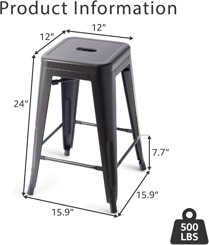 Stackable Metal Bar Stool Backless Indoor-Outdoor Counter Stools Fullmetal - Image 3