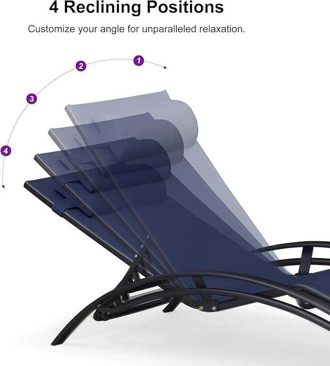 PURPLE LEAF Patio Chaise Lounge Set Outdoor Beach Pool Sunbathing Lawn Lounger - Image 4