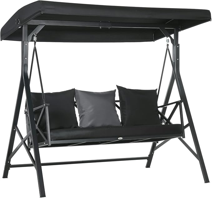 Outsunny 3-Seat Patio Swing Chair, Porch Swing Glider by Outsunny