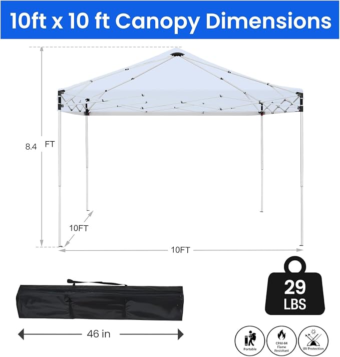 10x10ft Pop Up Canopy Tent, Heavy Duty Waterproof Folding Tent - Image 2