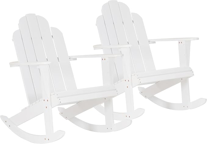 Jayde White Solid Wood Outdoor Adirondack Rocking Chair Set of 2 by Linon by Linon