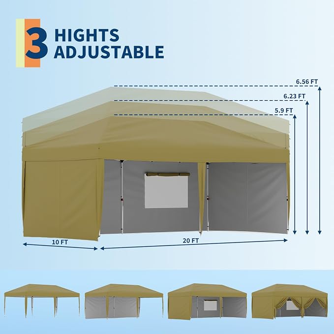 Garvee 10x10 Pop Up Canopy Tent, Heavy Duty Commercial Instant Shelter - Image 4