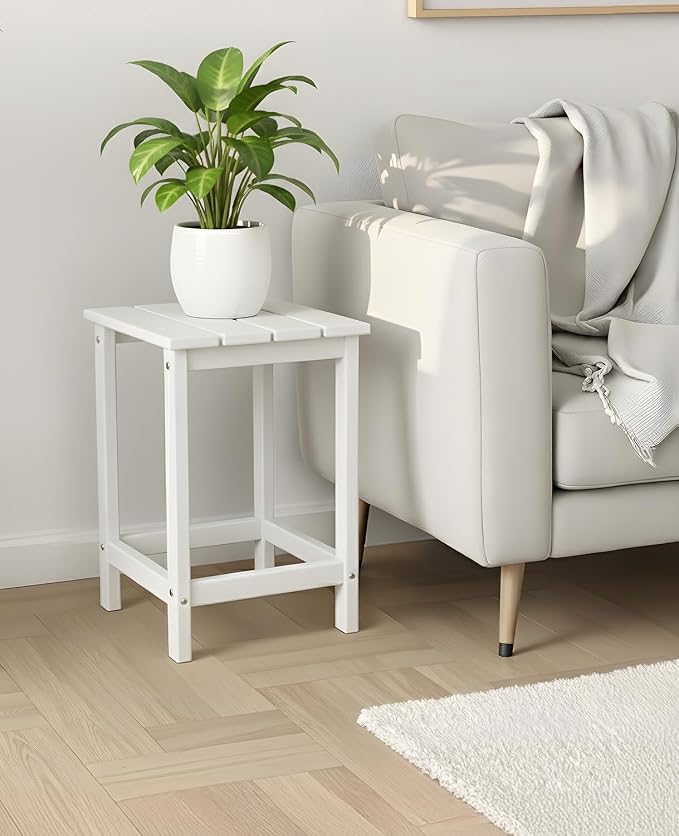 Outvita Adirondack Side Table, 14 Inch Square Outdoor End Table, HDPE Weather - Image 7