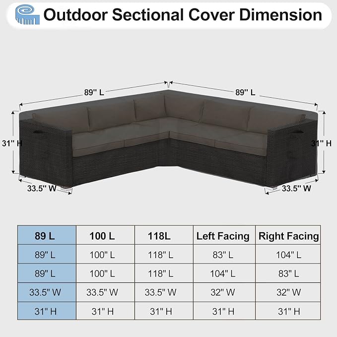OutdoorLines Waterproof Outdoor Patio Sectional Cover - Image 2