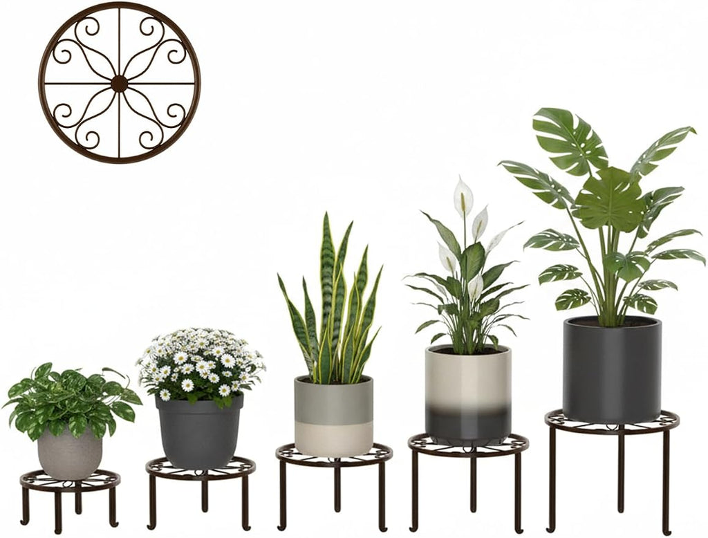 Set of 5 Metal Plant Stand for Heavy Potted Plant for Home Indoor and Outdoor - Image 2