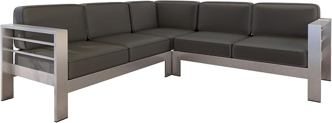 Outdoor Aluminum Furniture Set, 4-Person Patio Sectional Conversation Sofa Set - Image 9