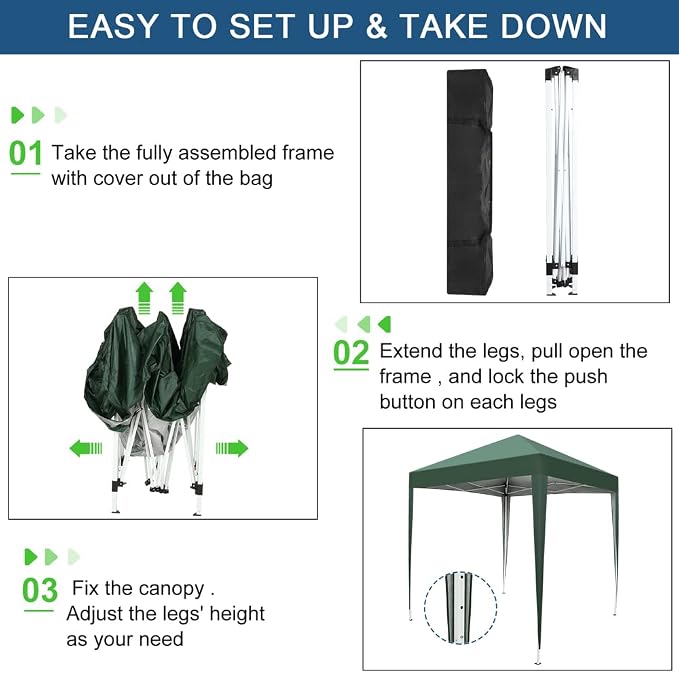 Outvita 6.5x6.5ft Pop Up Canopy Tent, Outdoor Instant Shelter Folding Canopy - Image 6
