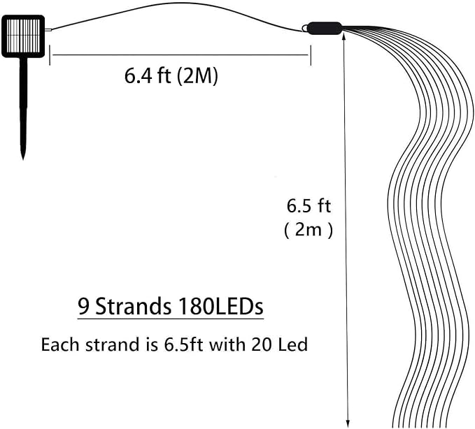 Solar Fairy String Lights Outside Blue, Waterproof Solar Powered Waterfall - Image 7