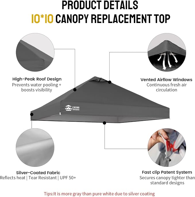CROWN SHADES 10x10 Canopy Replacement Top - Image 4
