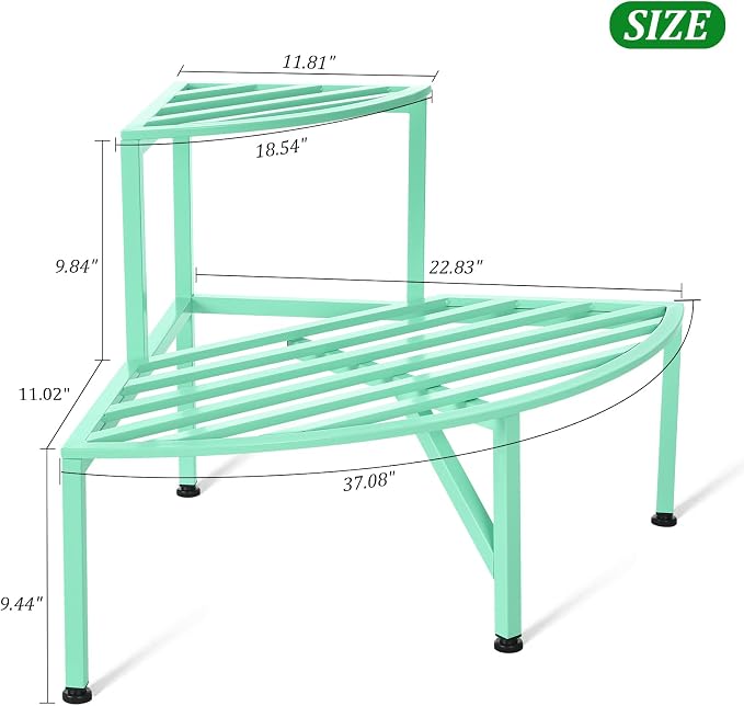 Corner Plant Stand Outdoor Metal, 2 Tier Heavy Duty Ladder Plant Shelf Indoor - Image 5