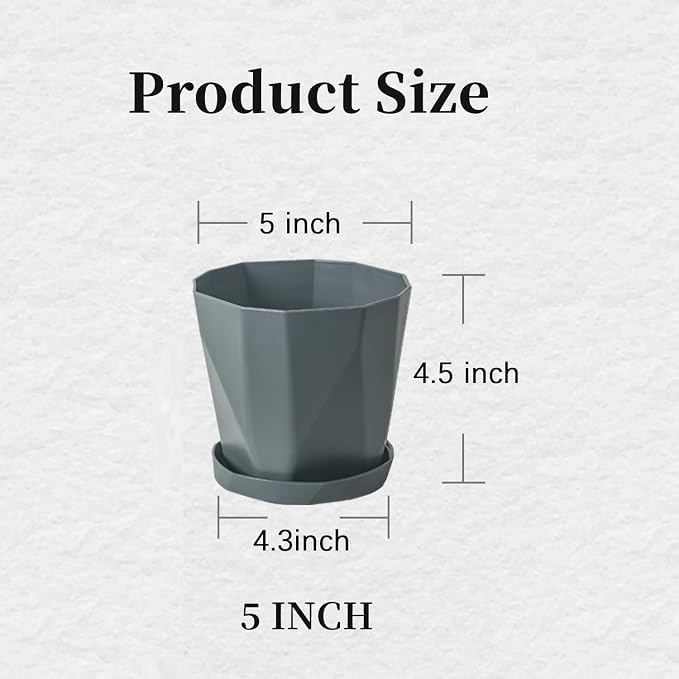 InmeRun Plant Pots Indoor Plastic Flower Pots Outdoor 5 inch Set of 6 Pack - Image 5