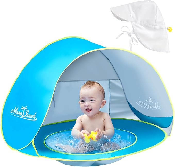 Monobeach Baby Beach Tent with Sun Hat Pop Up Portable Shade Pool UPF50+ UV by Monobeach