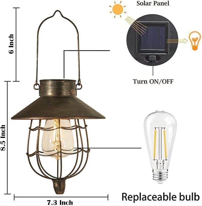 YAKii 6 Pack Solar Lantern Hanging Waterproof Outdoor Metal Solar Lamp - Image 4