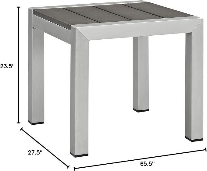 Modway Shore 3-Piece Aluminum Outdoor Patio Furniture Set in Silver Gray - Image 3