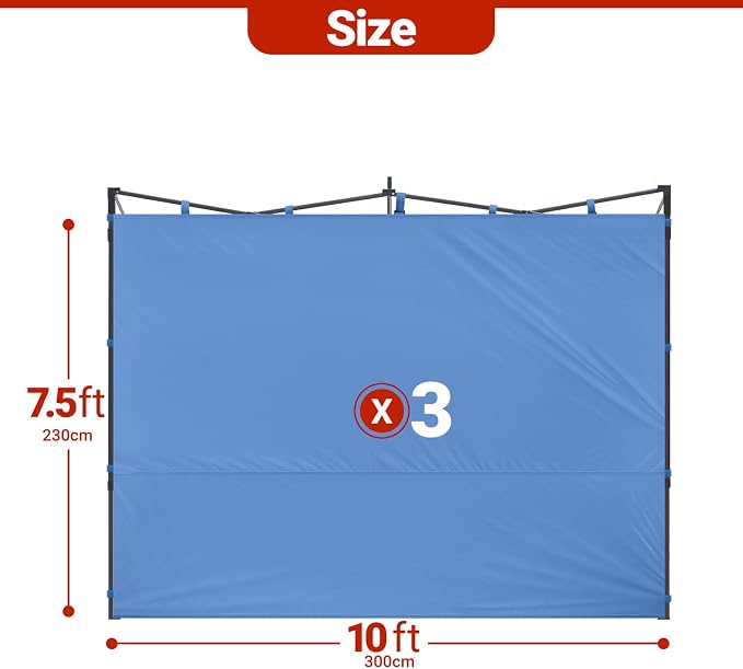 10x10 Canopy sidewalls, Pop Up Canopy Waterproof 99% UV Protection, Suits Pop - Image 6