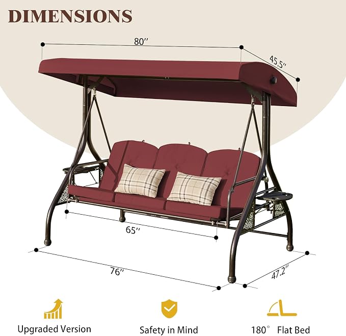 Upgrade 180° Convertible Outdoor Swing - Image 7