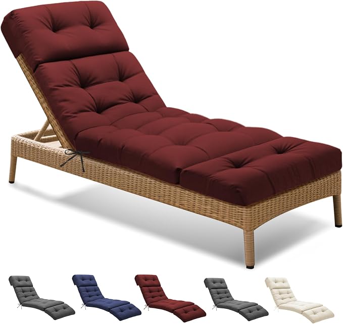 Outdoor Chaise Lounge Chair Cushion 74.4 x 22 x 4.7 Inches Non-Slip Lounge by Unknown