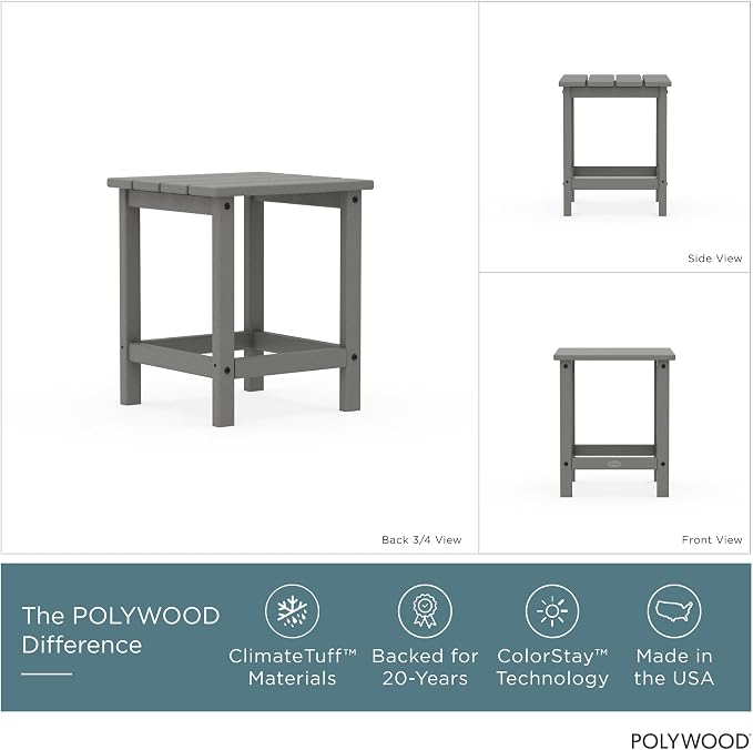 POLYWOOD ECT18GY Long Island Side Table, Slate Grey - Image 2