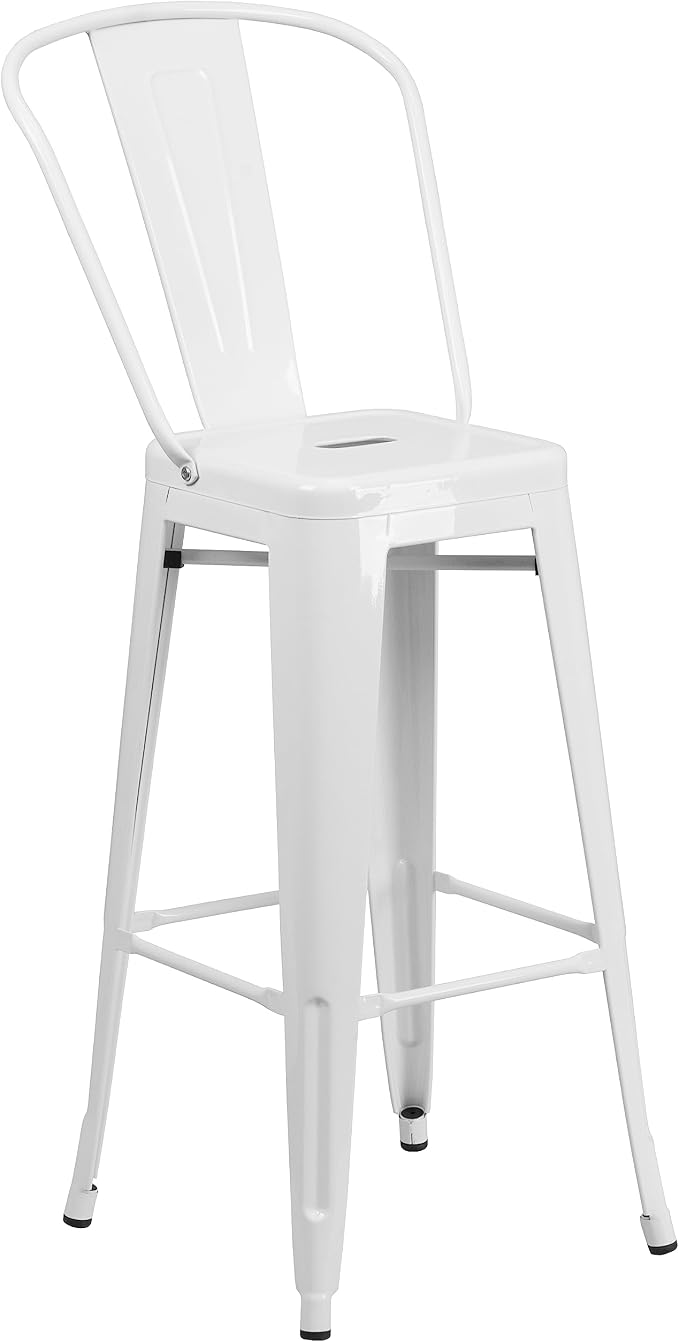 Flash Furniture Commercial Grade 23.75" Square White Metal Indoor-Outdoor Bar - Image 4