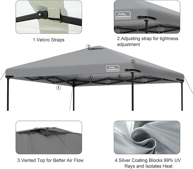 KAMPKEEPER Replacement Top Pop Up Canopy Tent Cover Roof - Image 5