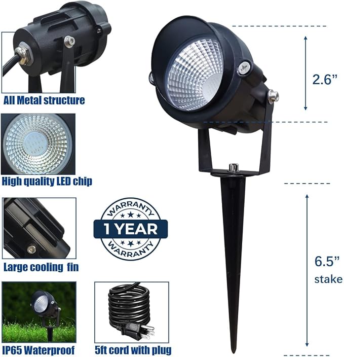 TOVEENEN Color LED Outdoor Landscape Spotlight - 120V 12W Waterproof Spot Lights - Image 7