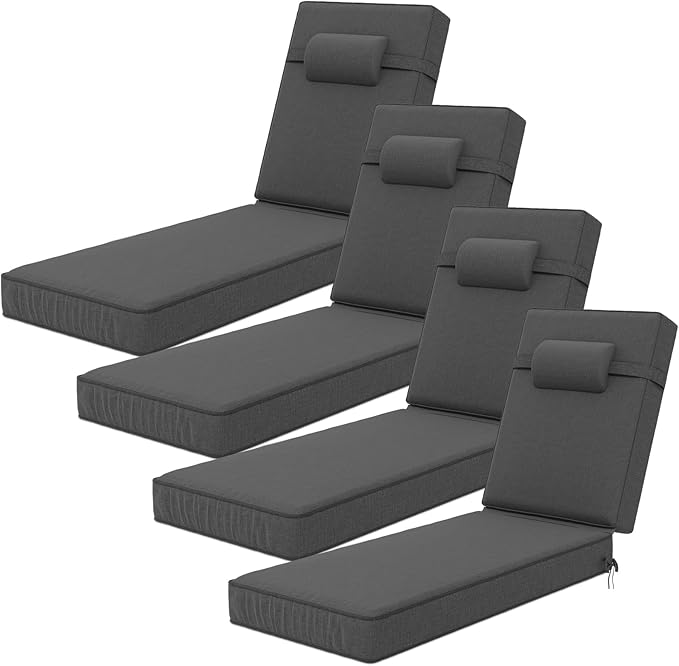 72 x 21 x 4 Inch Olefin Chaise Lounge Cushions, Lounge Chair Cushions by Unknown