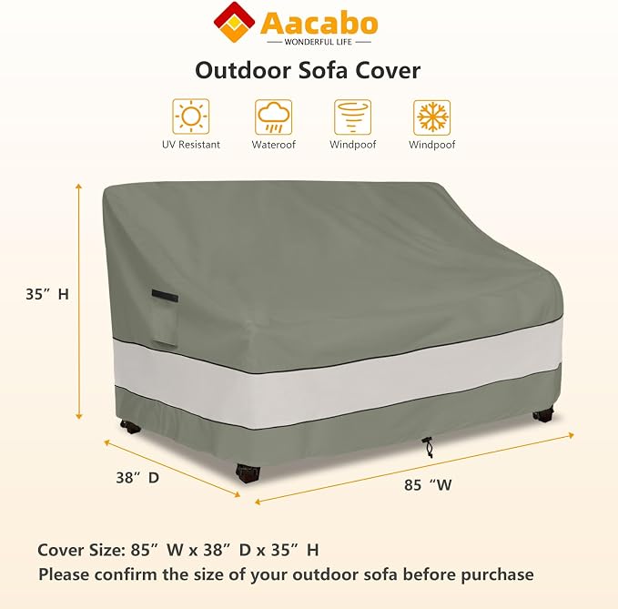 Outdoor Sofa Cover, Patio Loveseat Cover, 3-Seater Bench Cover, Waterproof - Image 2