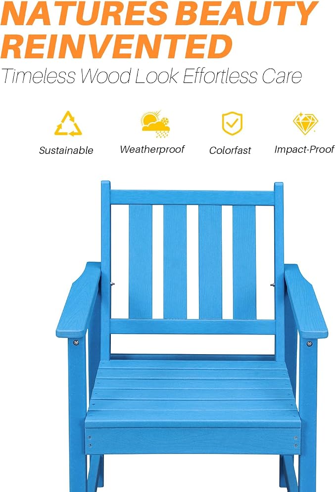 Patio Dining Chair Set of 2, HDPE Outdoor Dining Chair, Ergonomic HDPE Dining - Image 6
