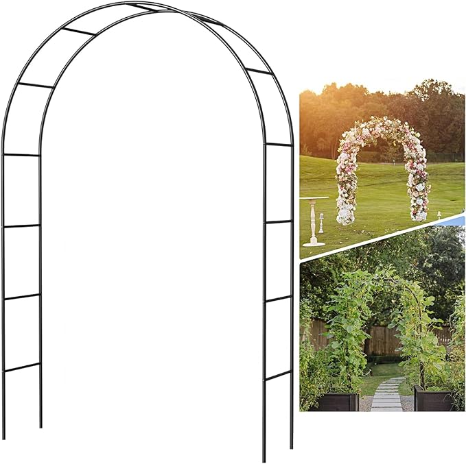 Galvanized Metal Garden Arbor, 7.6ft H x 4.6ft W, Rust-Resistant Heavy-Duty by LeJoy+Garden