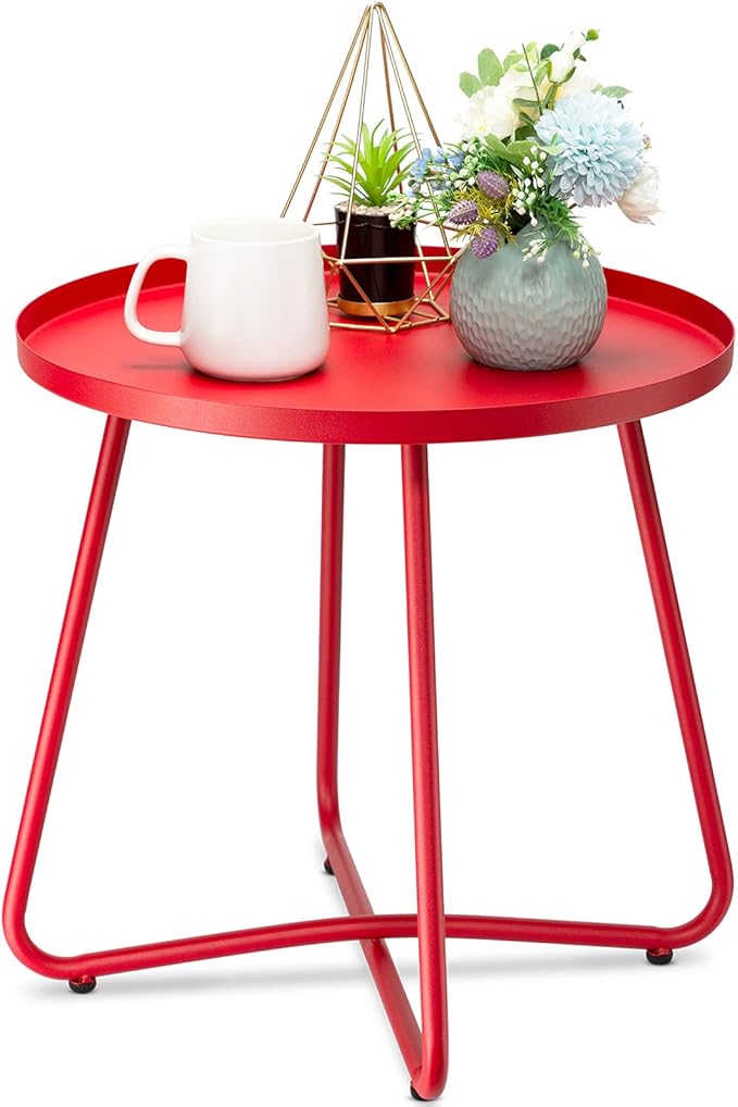 danpinera Outdoor Side Tables, Weather Resistant Steel Patio Side Table by danpinera