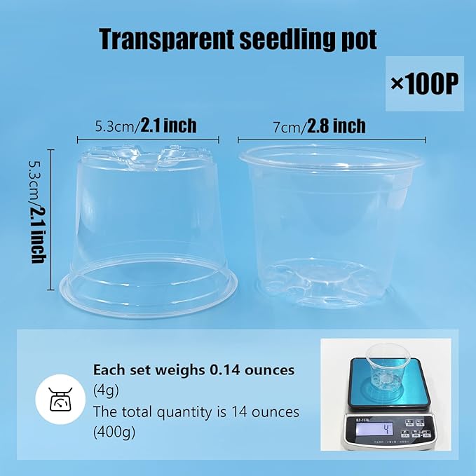 100 Pack 2.8 Inches Clear Plant Pots - Image 2