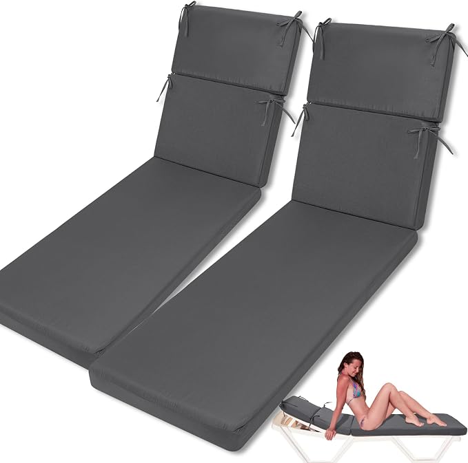 2 Pcs Indoor Outdoor Chaise Lounge Cushions Sponge Bench Outdoor Furniture by SmoothNovelty