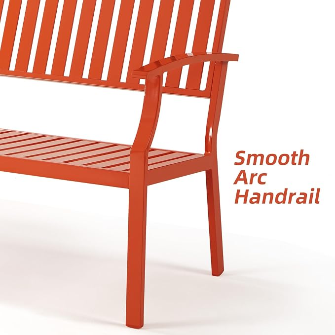 Outdoor Bench Weatherproof Aluminum Patio Garden Bench, Patio Loveseat - Image 4