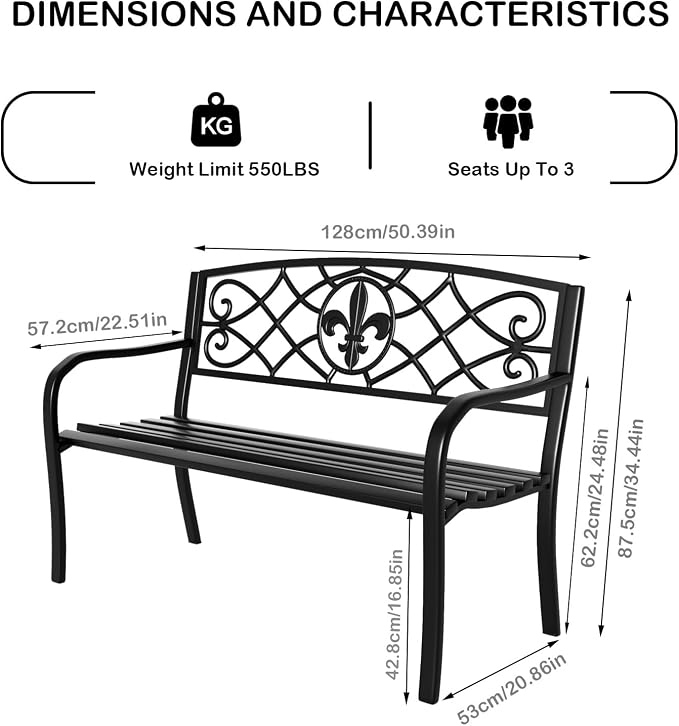 YLGJ&TIDY 50 Inches Garden Benches - Image 2