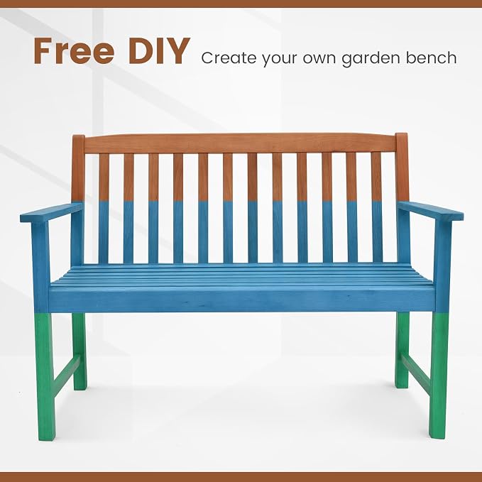 Tangkula Outdoor Garden Bench, 2-Person Eucalyptus Wood Bench - Image 8