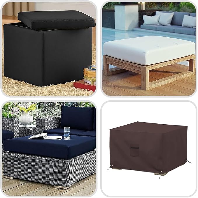 Covers & All Outdoor Ottoman Cover, 12 Oz PVC Coated Polyester, Waterproof - Image 8