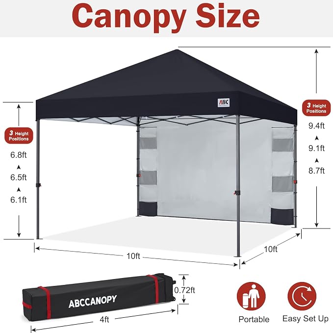 ABCCANOPY Pop Up Canopy with Sidewall, 10x10 Outdoor Canopy Tent with Storage - Image 3