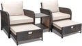 LEVELEVE Balcony Furniture 5 Piece Patio Conversation Set, PE Wicker Rattan by Enjoyyourlife