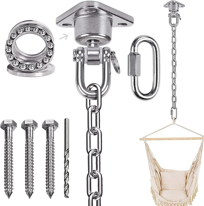 IOH Silent Bearing Swing Hanger Hammock Chair Hanging Kit by GWGwongvvei