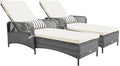 Tangkula Wicker Chaise Lounge Outdoor Set of 2, Patio Rattan Reclining Chaise by TANGKULA