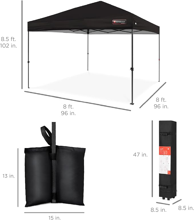 Best Choice Products 8x8ft Pop Up Canopy Tent, Outdoor Shade, 1 Person 1 Minute - Image 8