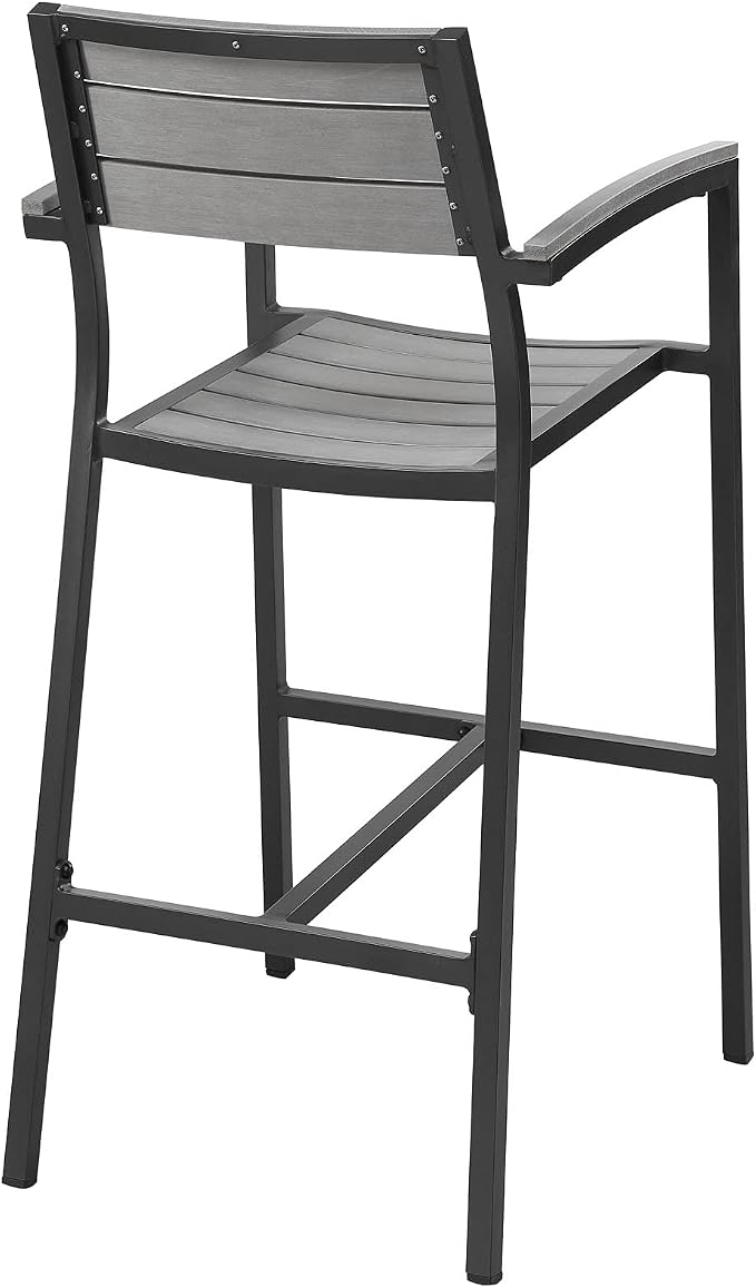Modway Maine Aluminum Outdoor Patio Two Bar Stools in Brown Gray - Image 4