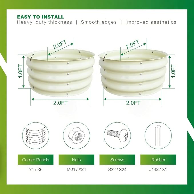 GARDMAX 2 Pack 2x2x1FT Galvanized Round Raised Garden Bed Kit, Metal Planter - Image 5