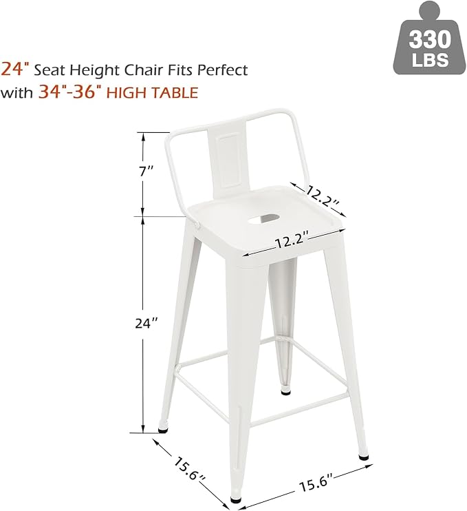 Metal Bar Stools Set of 4 Barstools Indoor/Outdoor Counter Height Bar Stools - Image 2