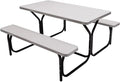 Giantex Picnic Table Bench Set Outdoor Camping All Weather Metal Base Wood-Like by Giantex