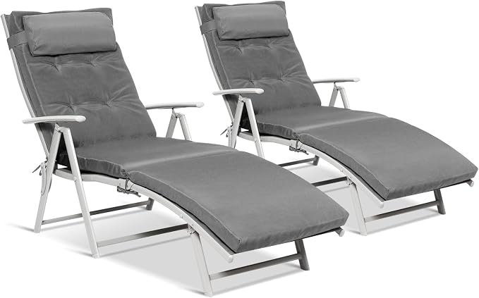 Giantex Chaise Lounge Chair for Outside, Pool Folding Reclining Beach Chair by Giantex