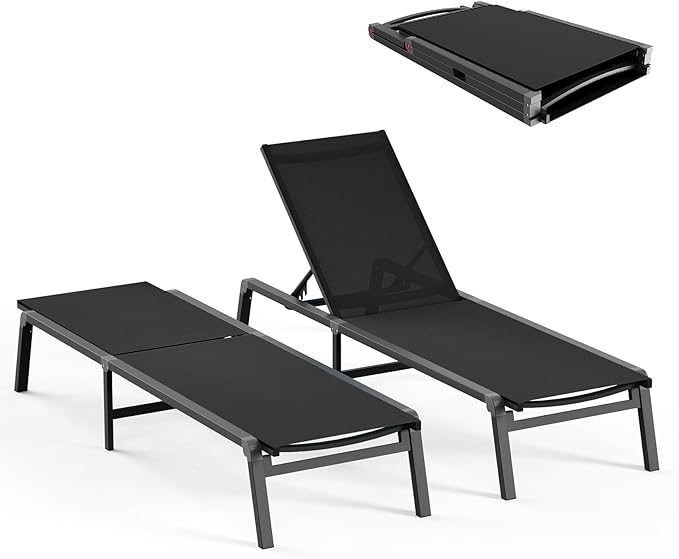 Patio Chaise Lounge Chair, Foldable Lounge Chair by CIOKEA